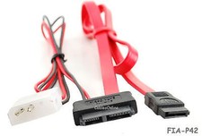 20" Slimline SATA 13-Pin Male to 7-Pin SATA Male w/ 5V 4-Pin Molex Cable