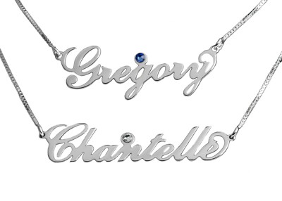 Birthstone Name Necklace Personalized Swarovski Gift Sterling