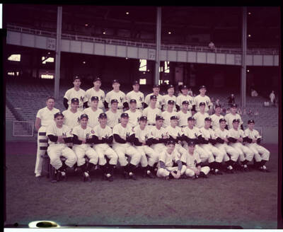 Yankees team group shot UPI color slide 1952 Historic Old Photo