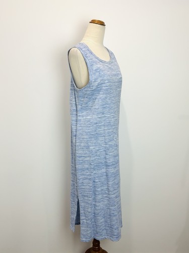 Mika & Gala Womens Dress Blue White Knit Sleeveless Long Pencil Stretch Slits 10 - Picture 4 of 9