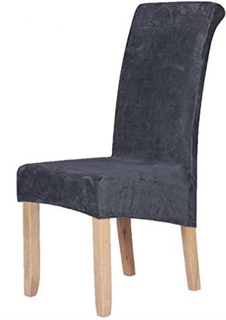Smiry Stretch Velvet Chair Covers For Dining Room Set Of 6 Silver Grey - Grey Seat Covers For Dining Chairs Smiry Stretch Velvet Chair Covers For Dining Room Set Of 6 Silver Grey - Grey Seat Covers For Dining Chairs