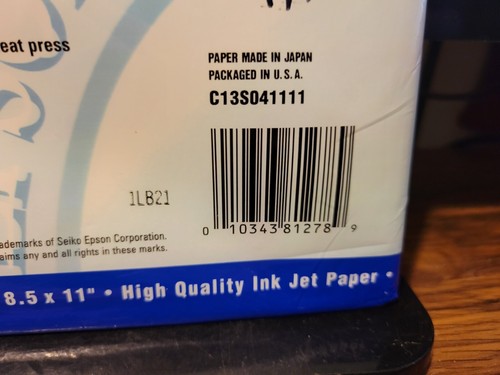 Epson S041111 Inkjet 8.5" X 11" Letter Paper, 100 Sheets NEW - Picture 3 of 3