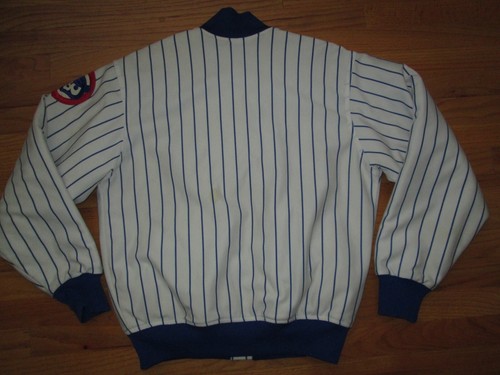 CHICAGO CUBS Vtg 1980s 90s FELCO Letterman Pin Stripe Jacket jersey L UNION MADE - Picture 2 of 8
