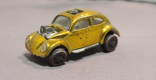 Vintage 1967 Hot Wheels Redline Custom Volkswagen Gold USA Cream Int Toy Car