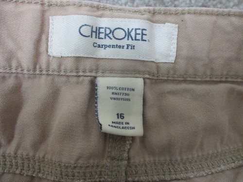 Cherokee Shorts 16 Boys Youth Size Beige Chino Carpenter Fit Pockets Classic F13 - Picture 7 of 10