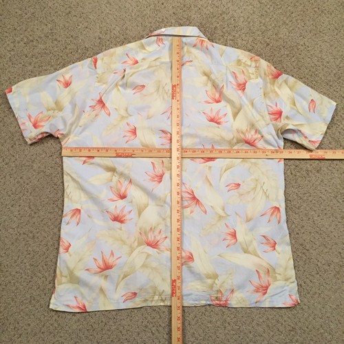 Nautica Shirt Mens Large Blue Pink Floral Short Sleeve Hawaiian Button Up - Bild 6 von 9