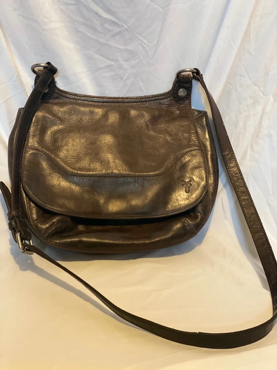 Frye Melissa Mini Whipstitch Crossbody Brown Leather Shoulder Saddle Bag |  eBay