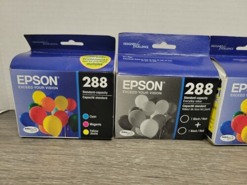 Epson Genuine 288 Lot of (2) Cyan Magenta Yellow Black Expired 2021/2020 NEW - Picture 2 of 5