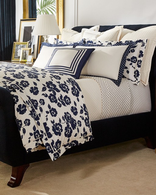 Ralph Lauren 3pc Modern Glamour Serena Cream Blue Fl Duvet Cover Ralph Lauren Modern Glamour Serena Cream Navy Blue Fl Duvet Cover King