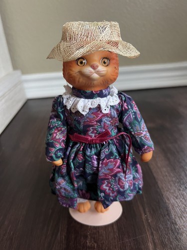 Dolly Dingle Cat Puppe von Karen Kennedy orange mit 90er Muster Paisley Kleid