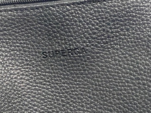 Superga Pebble Grain Leather Black Cross Body Bag Wide Strap Bohemian Design - Picture 9 of 21