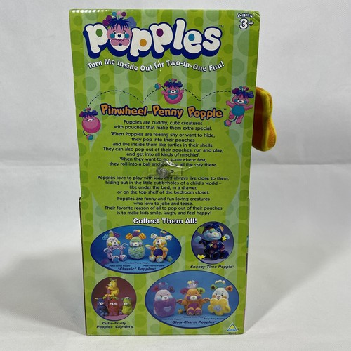 Vintage 2001 Toymax POPPLES Green PINWHEEL-PENNY POPPLE PLUSH w/ Sealed VHS NEW - Picture 6 of 9