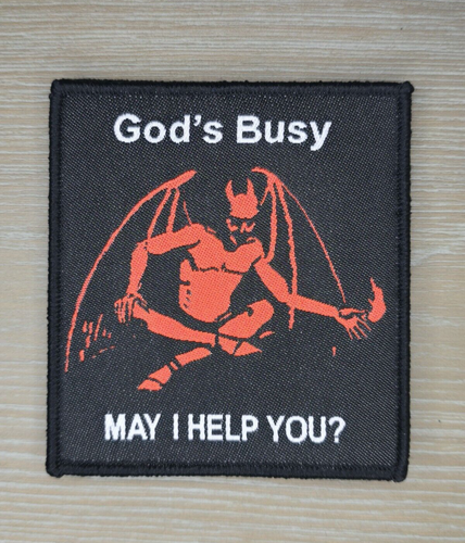 GOD'S BUSY MAY I HELP YOU BLACK OPS RED TACTICAL HOOK MORAL PATCH - Bild 2 von 2