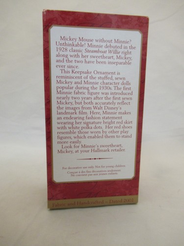 2001 MICKEY'S SWEETHEART Minnie Mouse Hallmark Keepsake Ornament - Free Shipping - Picture 5 of 5
