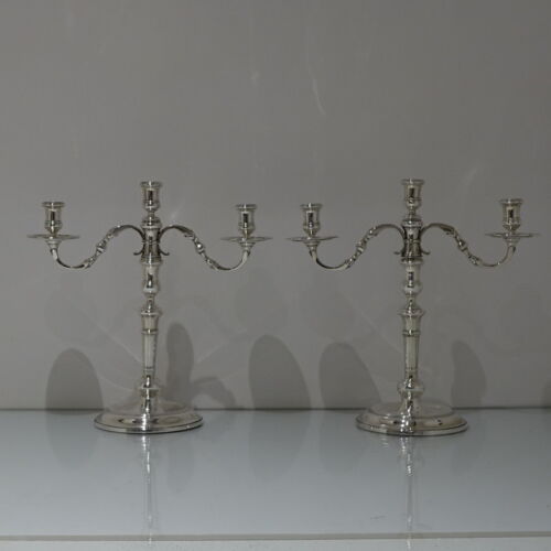 Mid 20th Century Pair Sterling Silver Candelabra London 1940 - Picture 2 of 12