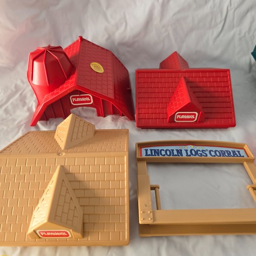 Mixed Lot of Lincoln Logs Roof Windows Doors Playskool Building Toy - Picture 6 of 10