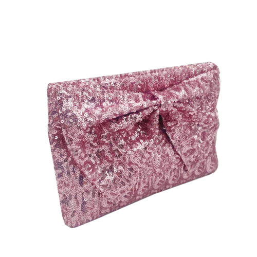 Womens Designer Style Bow Glitter Clutch Bag Ladies Evening Party Handbag Purse - Picture 5 of 19