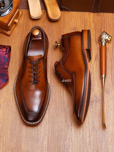 Herren Echtleder Schuhe Handgefertigt Business Formell Neu Oxford Leger Elegant Schuhe - Bild 2 von 27