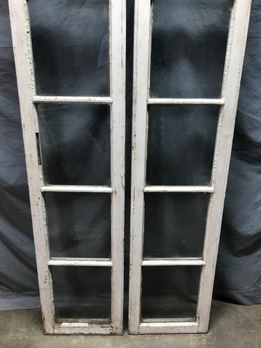 Antique Pair Shabby Wood 6 Lite Glass 14x77 Entryway Sidelights VTG Old 1408-24B - Picture 15 of 22