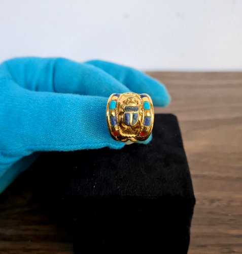 Luxurious Tutankhamun Scarab Ring Replica- 24K Gold Plated, Meticulously Crafted - Picture 5 of 13