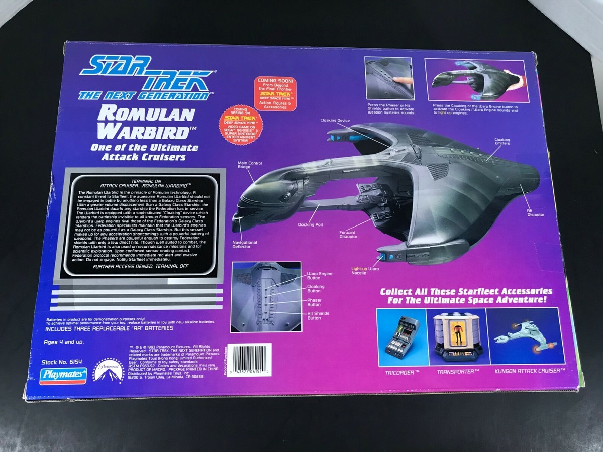 Star Trek TNG ROMULAN WARBIRD Playmates 1993 TESTED Lights Sounds