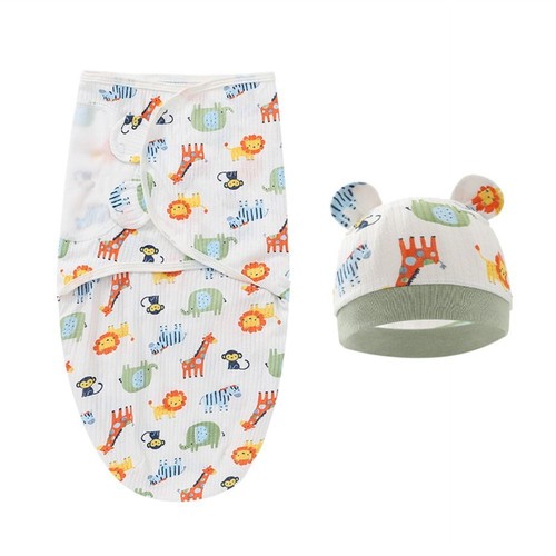 Baby Accessories Newborn Blanket Sleeping Bag Cotton Swaddle Wrap Hat Set - Picture 12 of 22