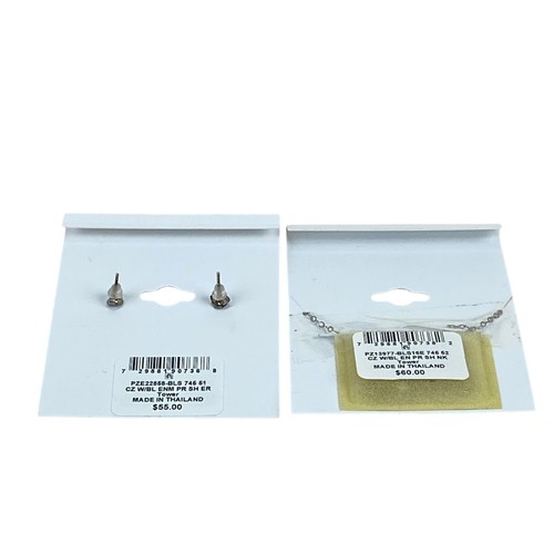 $115 Giani Bernini CZ Sterling Silver Blue Enamel Pear Shaped Necklace Earrings - Picture 4 of 6