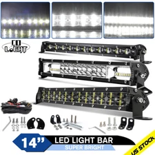 14inch Dual/single Row LED Light Bar Spot Flood Offroad Truck 4WD SUV Van Wire