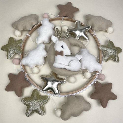 Nursery mobile neutral Woodland baby mobile deer Felt crib mobile New baby gift - Picture 8 of 8