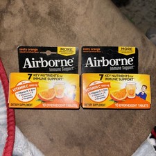 (2) Airborne Effervescent Tablets, Zesty Orange, 10 count x 2 Exp 5/31/26