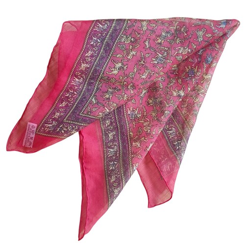 Hermes Chasse en Inde Carre 45 Silk 100% muslin Scarf Vintage Rare model Red - Picture 8 of 16