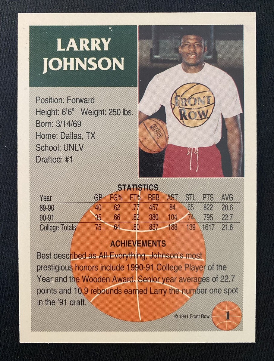 1991 Front Row Larry Johnson RC #1 | eBay