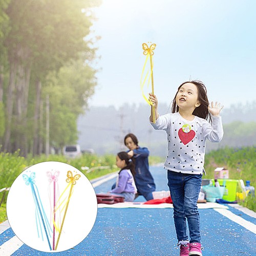 3 Pcs Butterfly Child Children Fairy Wands Ribbon Sticks - Picture 2 of 12