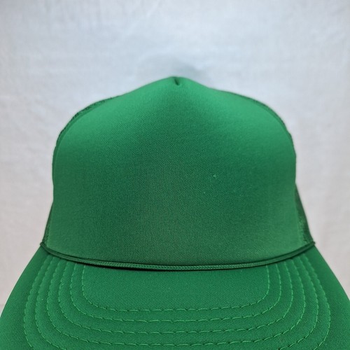 Vintage Foam Trucker Blank Hat Cap Green Mesh Snapback Youth  - Picture 2 of 8