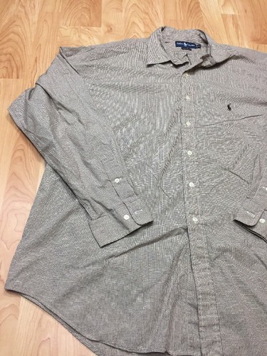 Ralph Lauren Men's Long Sleeve Brown Checkered Button Down Shirt Size 18 36/37 - Picture 4 of 6