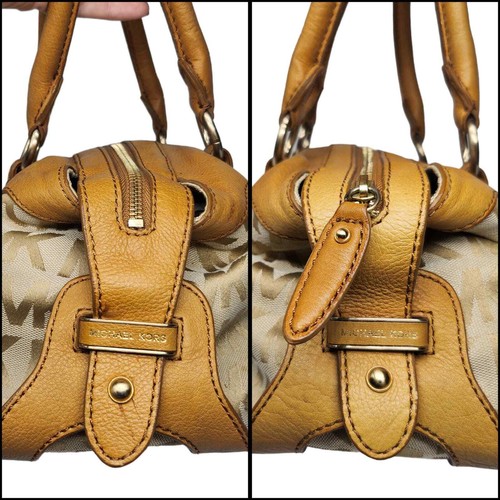 Cartera Michael Kors Cuero Marrón Lona Jacquard Lona Cartera Hombro Y2k - Imagen 3 de 12