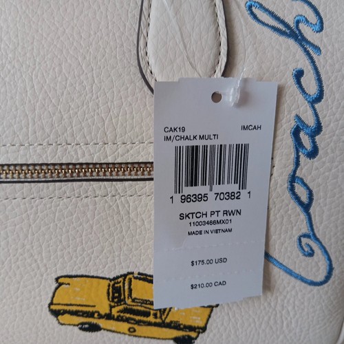 NWT Coach CAK19 Rowan Satchel Crossbody Bag In Chalk Leather with Sketch Print - Picture 10 of 15