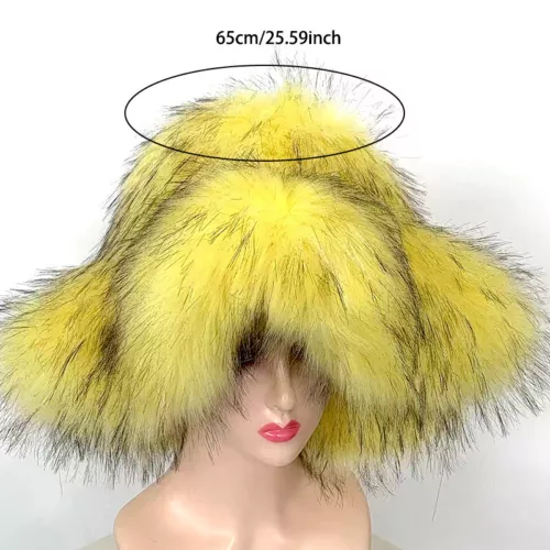 Invierno Mujeres Esponjoso Imitación Piel Cubo Sombrero Cálido Ala Ancha Sombreros de Pescador - Imagen 3 de 25