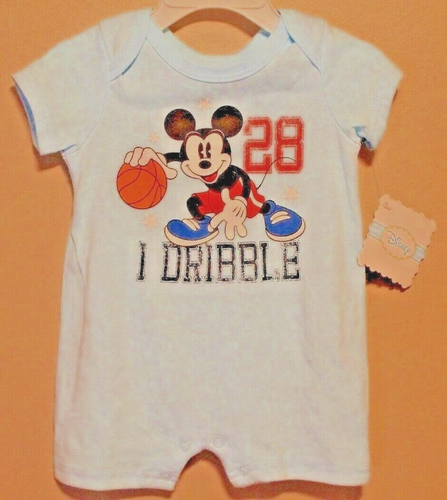 Jungen 0-3 Monate blau Strampler "Mickey Mouse" Disney Body 1-teilig Outfit Neu mit Etikett