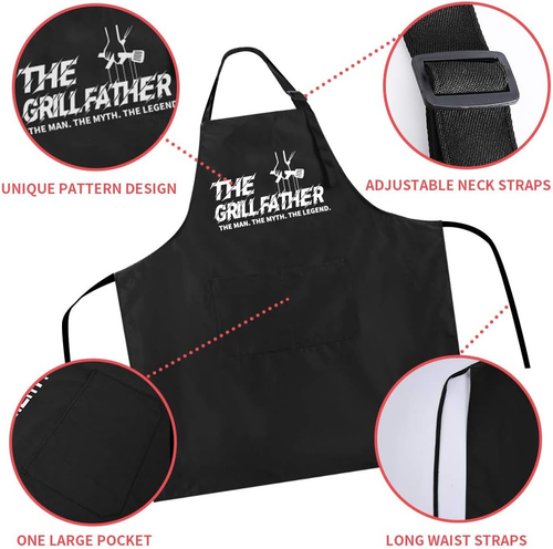 Funny Black Chef Aprons for Men Adjustable BBQ Grill Kitchen Cooking Aprons with - Bild 3 von 12