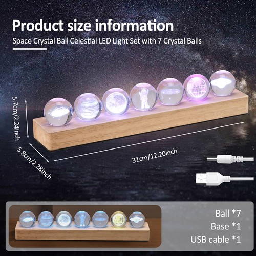 7PCS Solar System Planet Crystal Ball Light Crystal Decoration LED Night Light - Picture 11 of 14