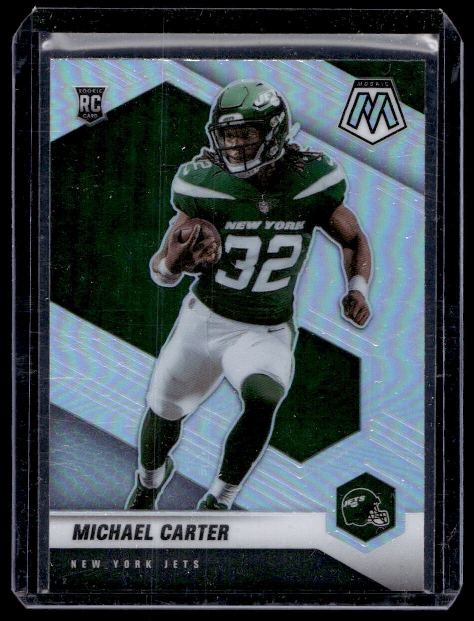 2021 Panini Mosaic Michael Carter Silver Prizm Rookie Variation RC #335-V Jets