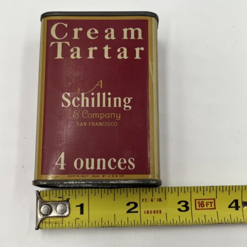 Cream Tartar 4oz Spice Tin A Schilling Company San Francisco 1930’s Vintage - Picture 7 of 7
