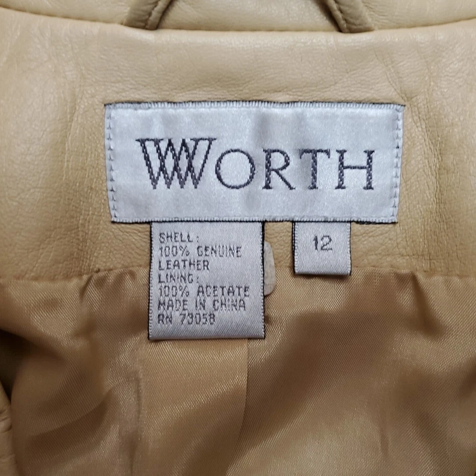 Chaqueta Worth Mujer 12 Tostada Forrada Botón Magnético Cuero Genuino Clásica  Foto 4 de 4