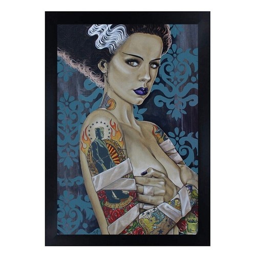 Lowbrow Art Bride Ink Frankenbride Print Lithograph Mike Bell Framed or Unframed - Picture 2 of 5