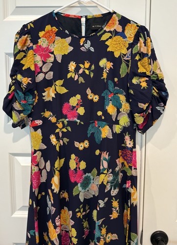 Vestido de seda con estampado floral exótico Etro Allover en azul talla 46 - Imagen 4 de 18