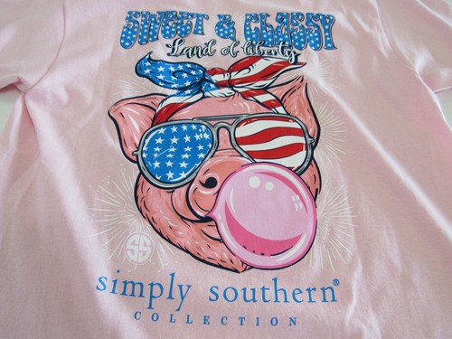 Simply Southern Girls Youth USA 100% Cotton Pink Medium Nwt - Picture 5 of 5