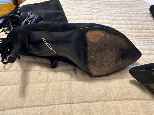 VERY GOOD condition Brian Atwood leather, suede tall, FRINGE boots! - Picture 17 of 18