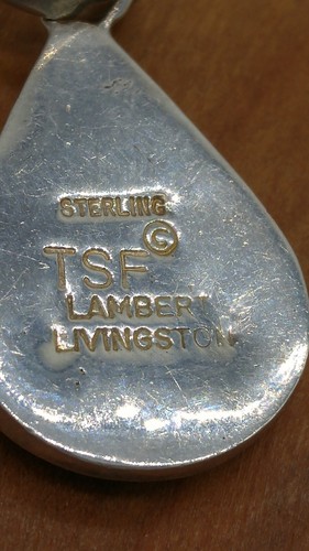 SS Lambert Livingston Opal, Black Jet Teardrop Pendant Starry Night - Picture 6 of 6