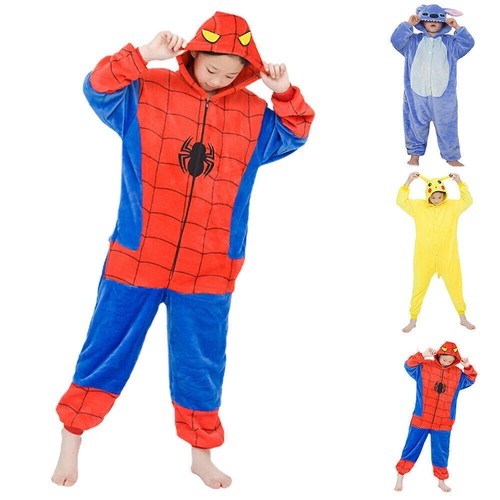 Stitch Spiderman Kostüm Kind Kapuzen Pyjamas Schlafanzug Overalls Nachtwäsche; - Bild 3 von 12